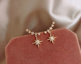 Star Shaped Celestial Climbing Earrings for Wedding or Everyday Gift ~ NEPTUNE