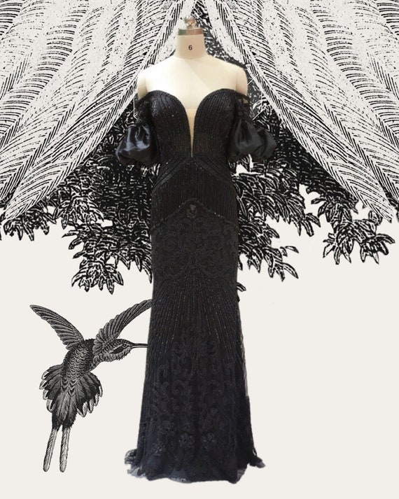 Black Formal Evening Dress, Classic Vintage Hollywood Siren Black Wedding  Dress DHALIA -  Canada