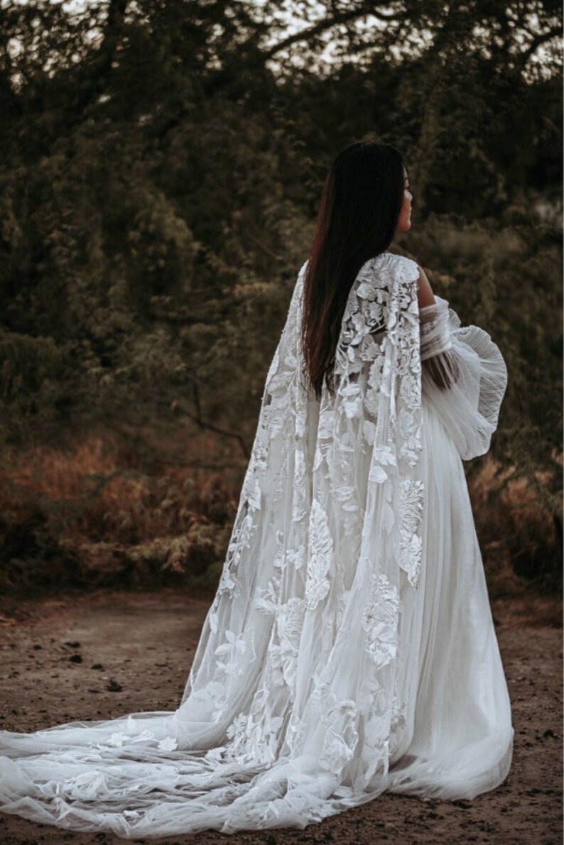 Dramatic Bridal Wedding Cape Cloak for Winter or Fairytale wedding DANTE image 1