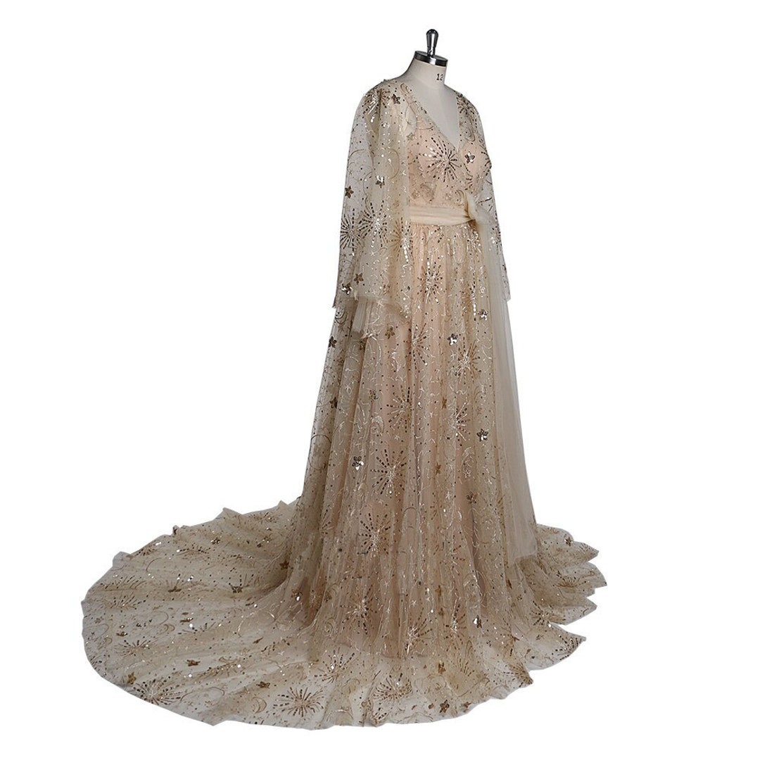 Celestial Wedding Gown Robe Tulle Boho Kaftan Evening Gown - Etsy