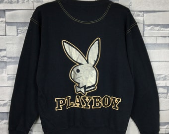 Vintage Playboy embroidery logo 90s grey XL sweatshirt hugh hefner