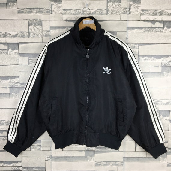 ADIDAS Light Black Jacket Medium Vintage 90s Adida