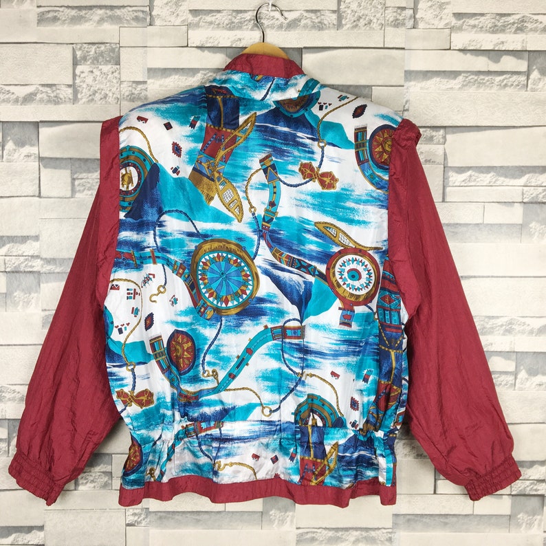 Vintage Lavon Light Jacket Ladies Large Vintage 90s Lavon Colorblock Sport Light Zipper Multicolor Windbreaker Nylon Jacket Size Ladies L