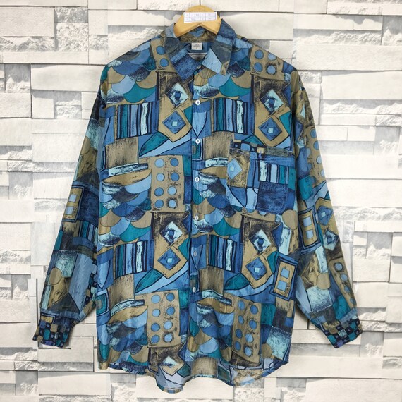 ICE BLUE Silk BLOUSE Vintage 80 Woman Button-Up Shirt Peplum Blouse Blue Silk Shirt Jewel Buttons sz 4244