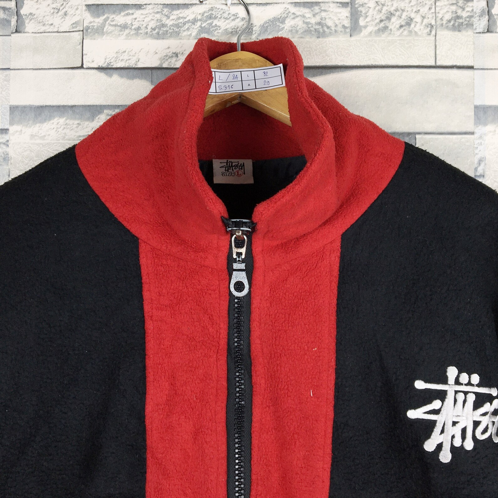 STUSSY Fleece Jacket Large Vintage 90s Stussy Big Logo Etsy