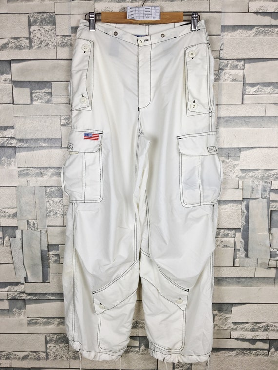 Vintage UFO Cargo Trousers White Pants Size S W29