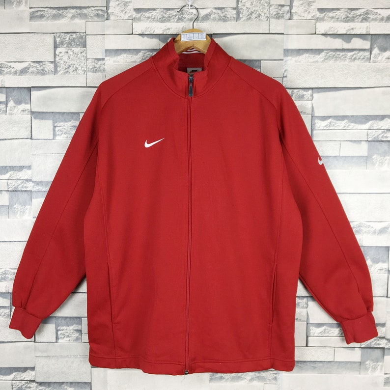 NIKE Track Jacket Large Vintage 90s Nike Swoosh Red Sport | Etsy