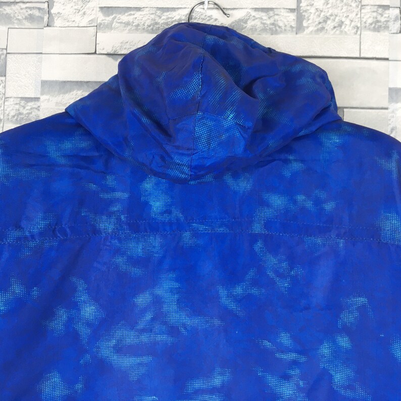 SAMAS Ski Jacket Large Vintage 90s Samas Ski Snow Wear Warmer Skiing Bomber Blue Hoodie Winter Jacket Size L