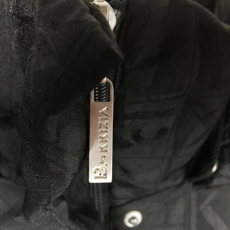 KRIZIA Women Duster Jacket Large Vintage Krizia Monogram Black Coat Duster Jacket Size Women L