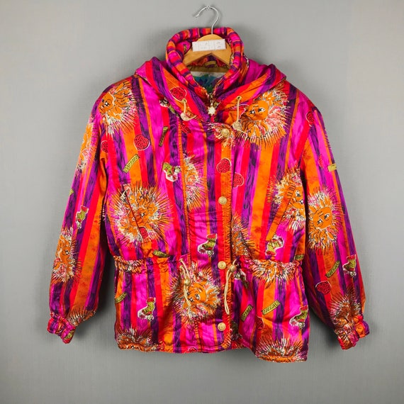 Vintage LAFONT Bombers Jacket Vintage 90s Lafont Ski Wear Winter Colorblock Hoodie Jacket Size M