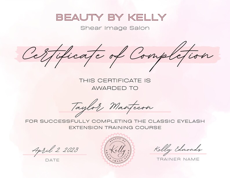 LASH CERTIFICATION TEMPLATE - Etsy