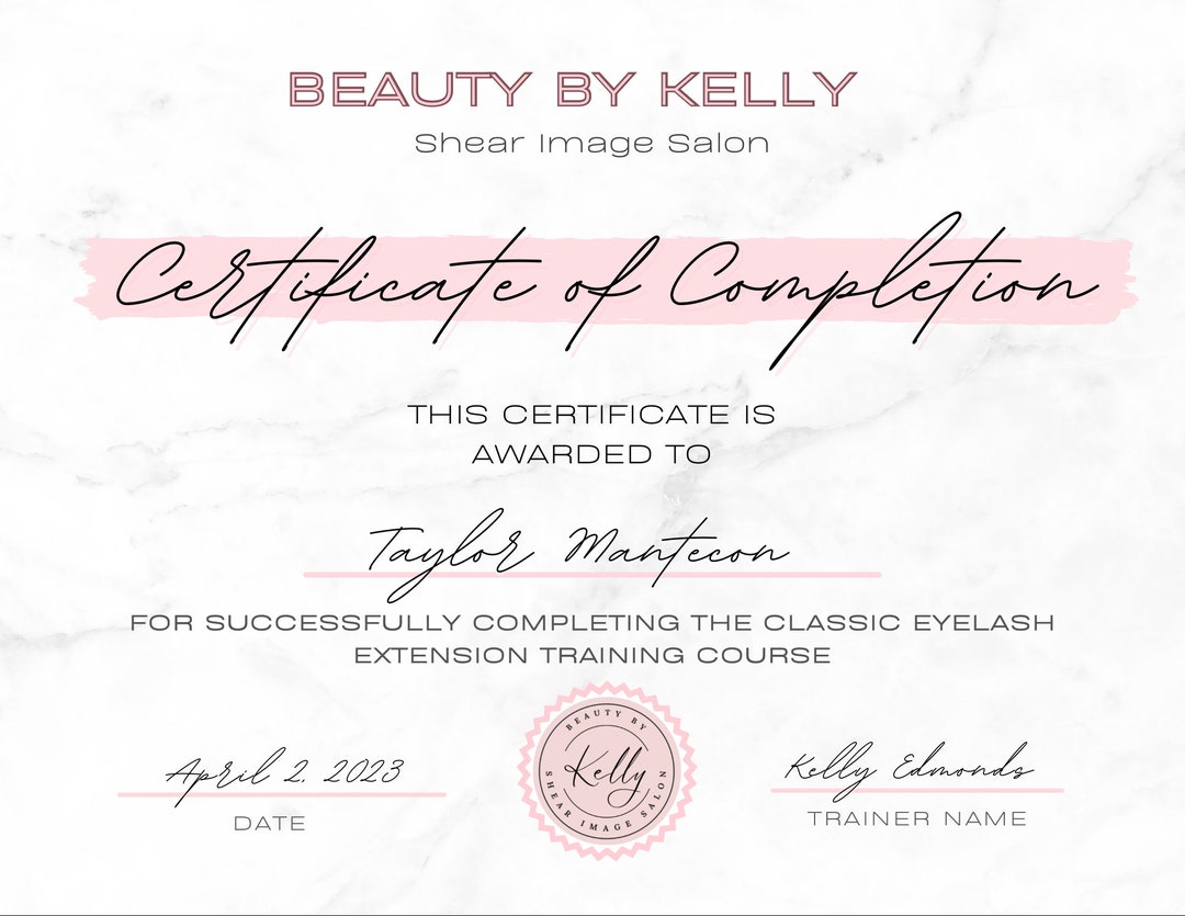 LASH CERTIFICATION TEMPLATE Etsy