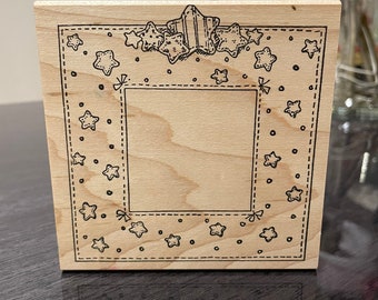 Square Frame with Stars Rubber Stamp