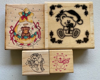 Mix and Match Christmas Bear Rubber Stamps