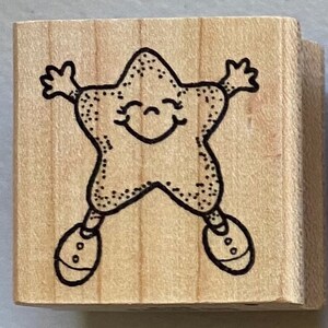 Happy Star Rubber Stamp