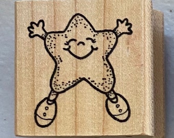 Happy Star Rubber Stamp