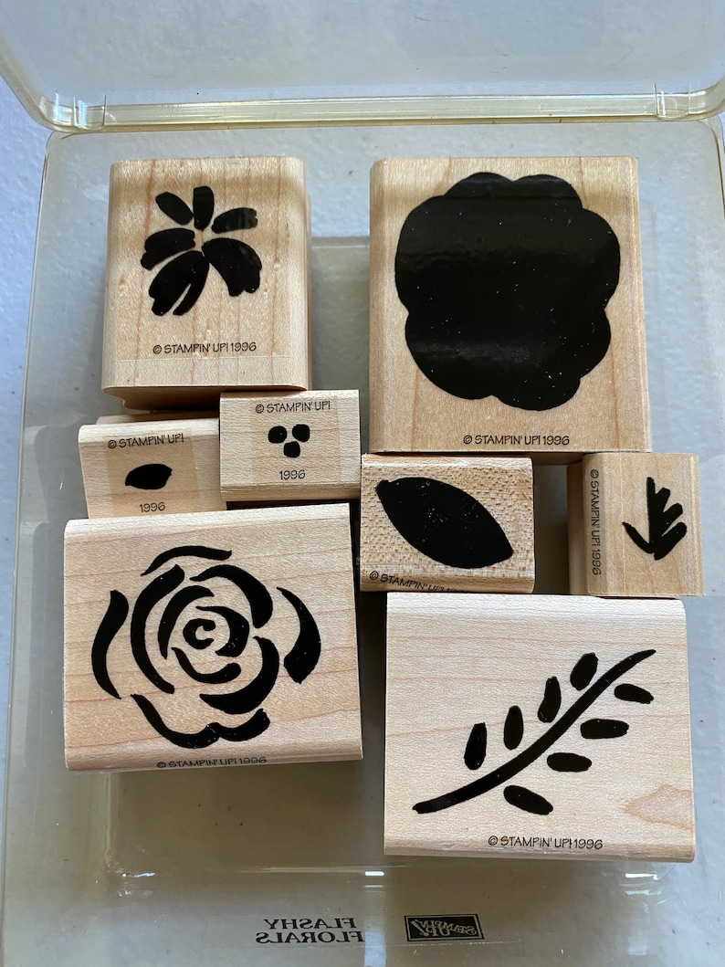 Set of 8 Stampin/' Up Flashy Florals Rubber Stamps