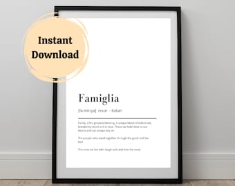 Italian Family Definition (Famiglia) Digital Print