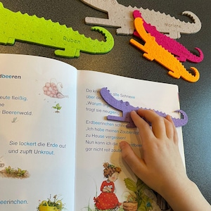 Personlig filtläskrokodil - läshjälpmedel för nybörjare - presentidé för första klassare och nybörjarläsare - läshjälpmedel för barn och skolbarn