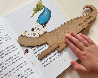 Reading crocodile personalized - reading aid for beginners - gift tip for 1st graders and beginning readers - reading aid for children - school children
