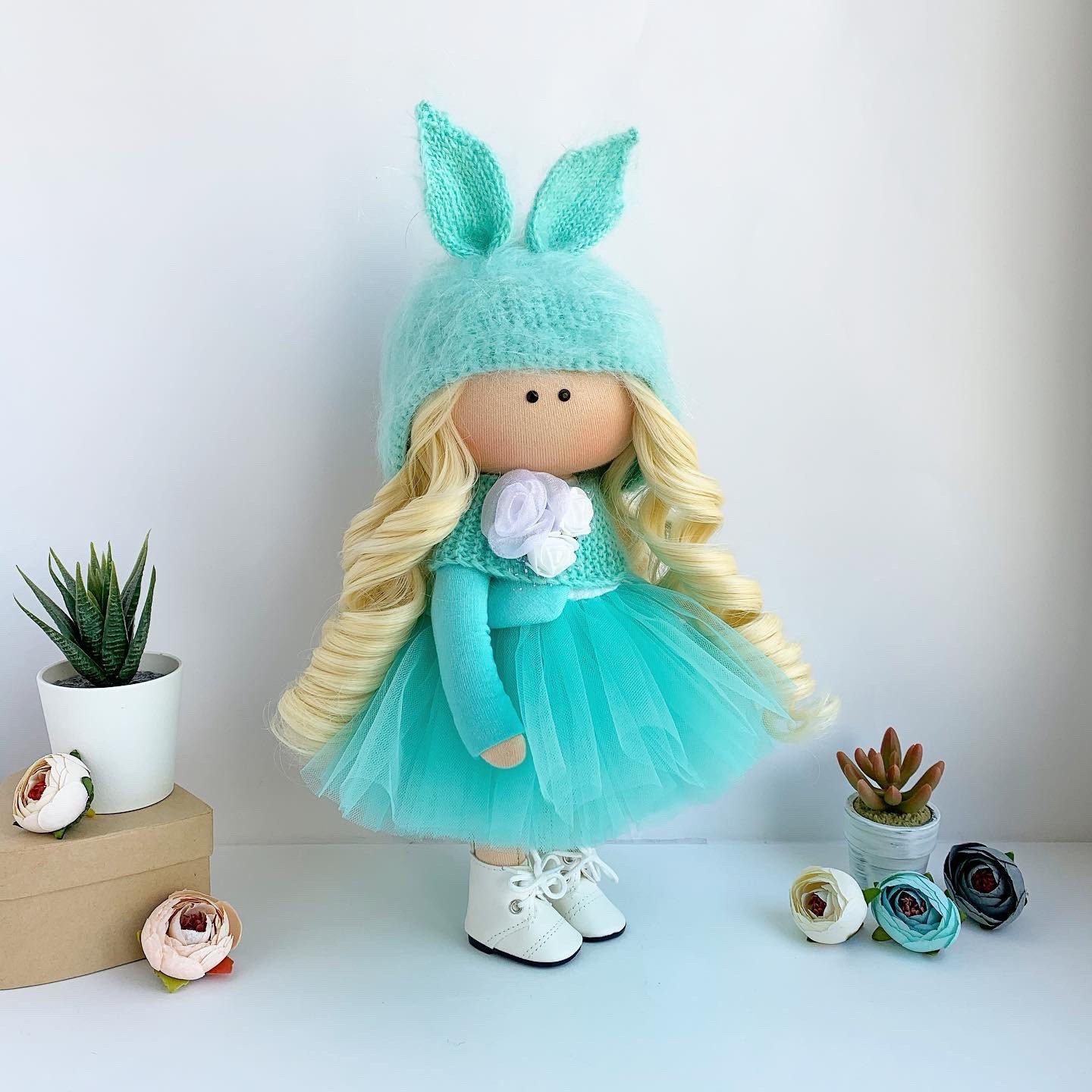 Rag Doll in a Green Dress and a Fluffy Tutu Rag Dolls Handmade Etsy