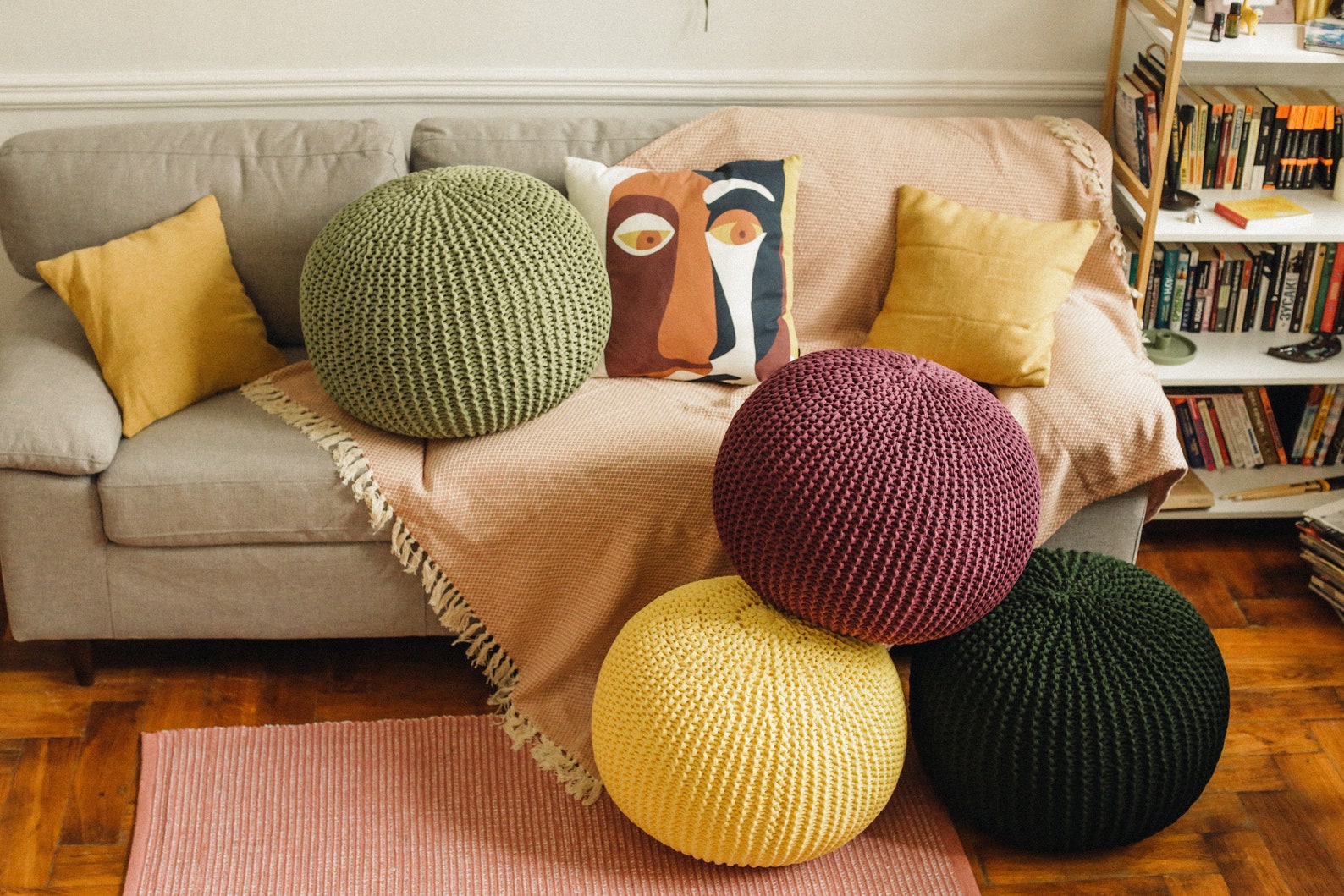 Handmade Knitted Pouf Etsy