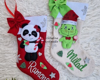 Calza della befana personalizzata calze natalizie grinch orso panda donna uomo natale bambini christmas christmas socks bimba bimbo nikolaus