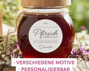 Round stickers for jam jars | 5 x 5 cm labels, stickers, customizable, self-adhesive, peach, plum, applesauce, bottles