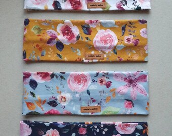 Headband Knot Headband BIO Jersey GOTS Certified Flowers Flowers