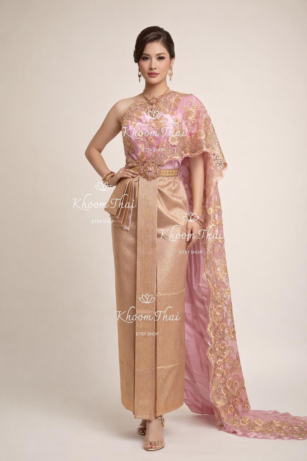 khmer dress design Traditional traditional cambodian dress Black Linen Maxi Dress High Slit Dress Name/Description:Tara Custom - Off-the-shoulder w Metalic Embroidered Lace