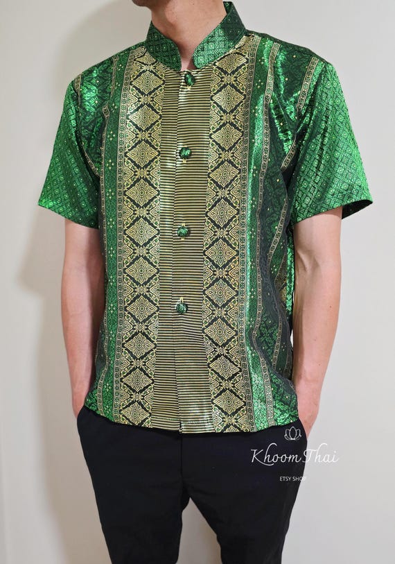 Thai Men Shirt | Thai Men Dress Shirt | Thai Button Down Shirt | Khmer Men Shirt | Lao Men Shirt | More Colors