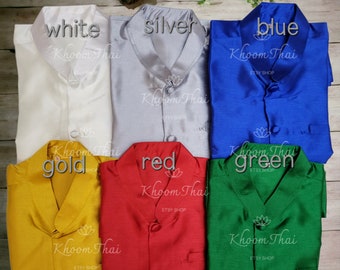Thai Men Shirt | Thai Men Dress Shirt | Thai Button Down Shirt | Khmer Men Shirt | Lao Men Shirt | More Colors | PLUS SIZES