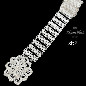 Silver rhinestones belt- Thai belt- Thai Jewelry- Khmer belt- Laotian belt- Thai accessories Khmer accessories Laotian accessories
