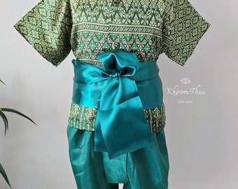 Thai children clothing set, Thai Boy clothing, Traditional thai boy clothing, Thai children clothes, Thai Boy set, Khmer boy clothing