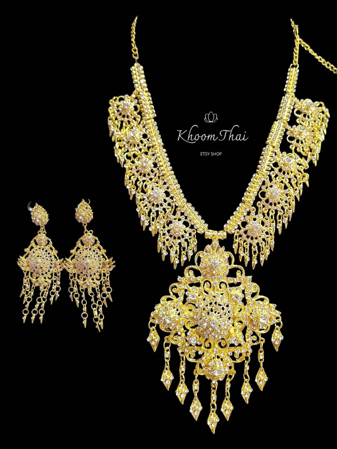 Thai Necklace Setthai Jewelry Thai Wedding Jewelry Set Chut Thai Thai
