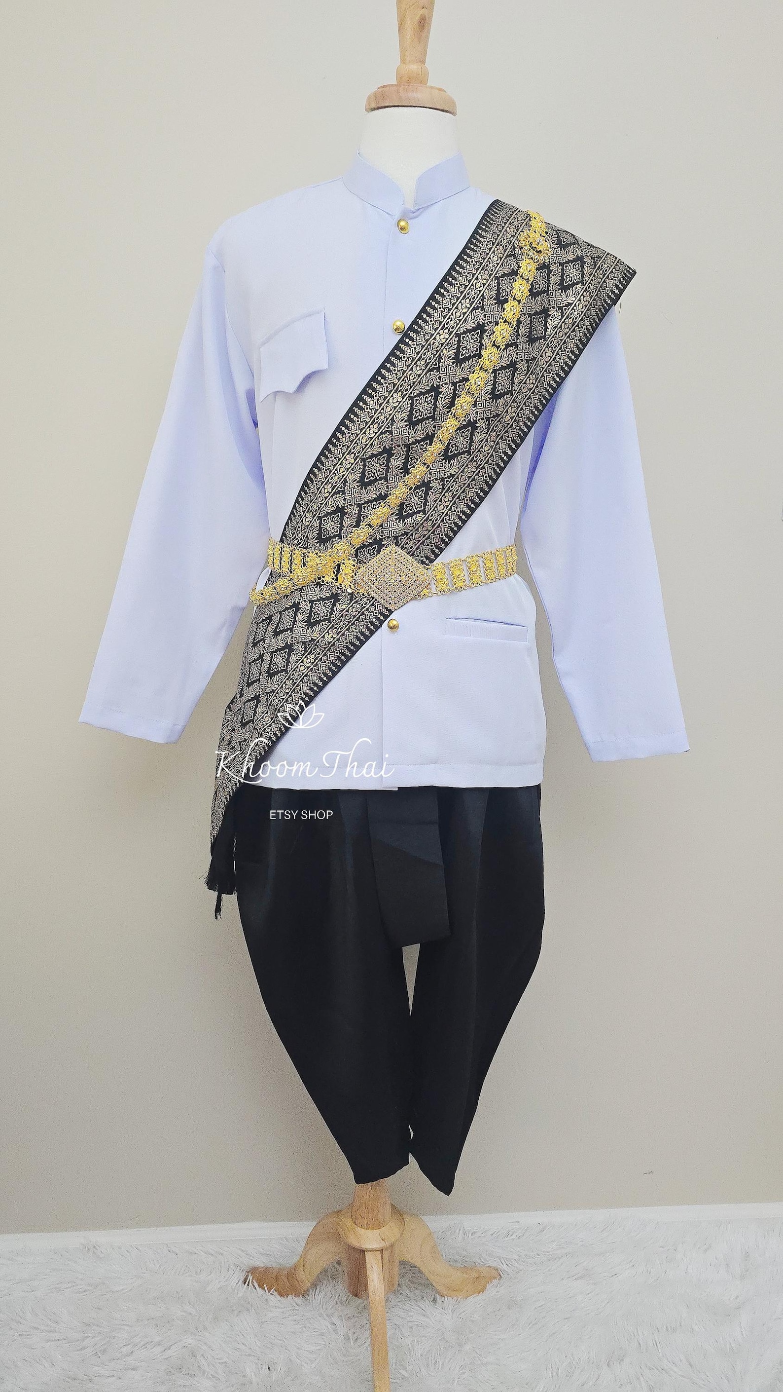 Styles Raj Thai Royal Raj Style Men's Outfit: Wedding Clothes With Intricate Sash ...