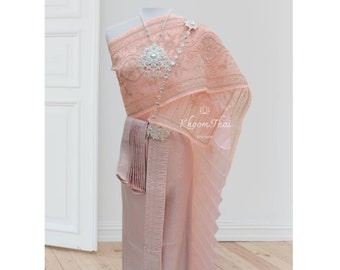 Pink Chut Thai/ Thai dress/ Thai wedding dress/Thai clothes/ Khmer wedding clothes