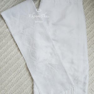 White Lao Sinh & Pha Biang | Lao Sinh | Pah Bieng | Pha Biang | Lao Skirt and Shawl | Lao Skirt | Free Size Wrap Skirt | Wrap Skirt