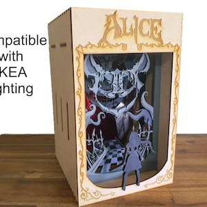Alice in Wonderland Madness Returns Book Nook - Laser Cut Design for Crafting with Ikea Lighting (Digital Design)