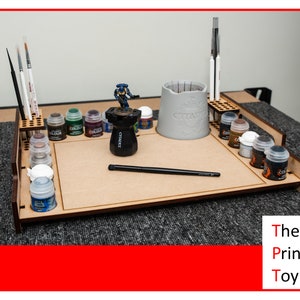 MDF Paint Station for Citadel Paints with Optional Cutting Mat - Keep Your Workspace Organized