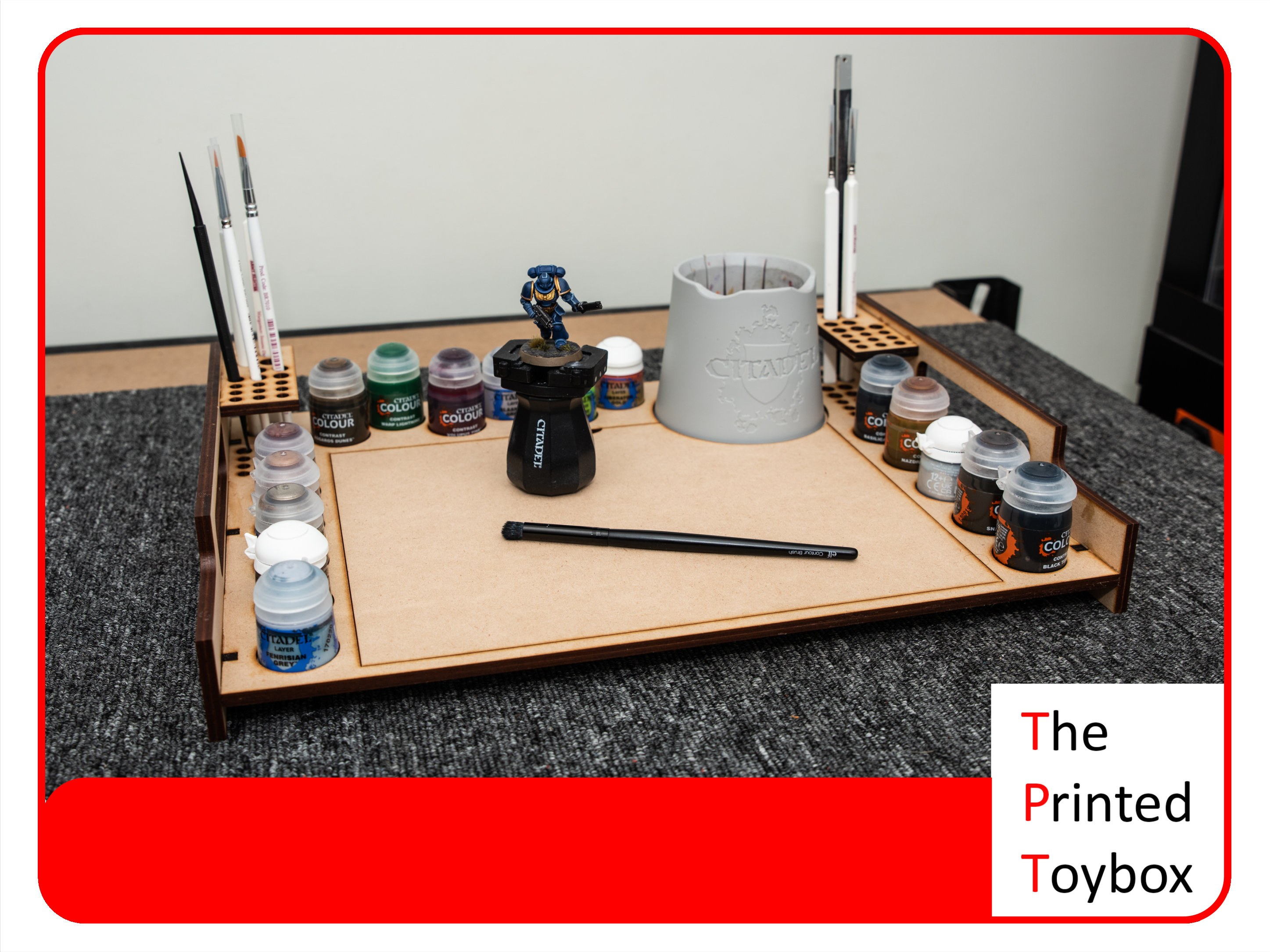 MDF Paint Station for Citadel Paints with Optional Cutting Mat - Keep Your Workspace Organized