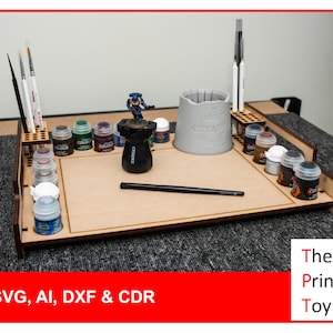 MDF Paint Station for Citadel Paints with Optional Cutting Mat - Keep Your Workspace Organized (Digital Design)