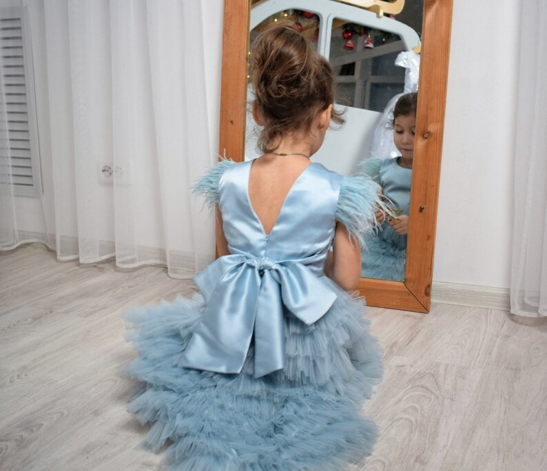 Dusty blue baby dress Christmas special ocasion girl outfit Etsy