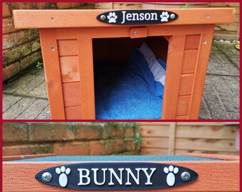 Personalisable Pet House/Crate/Shelter Name Sign Plaque / Cat Dog Rabbit - FREE DELIVERY