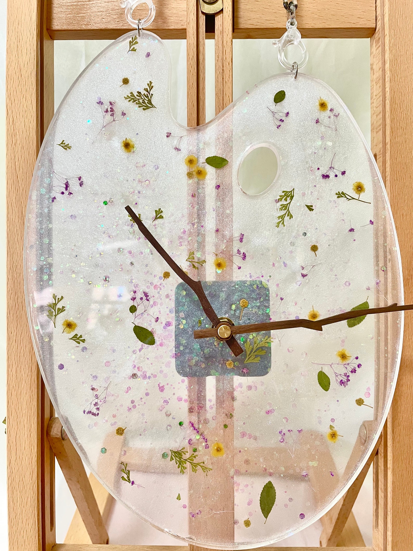 Handmade Resin Hanging Wall Clock. Dried flowers ornament. Etsy