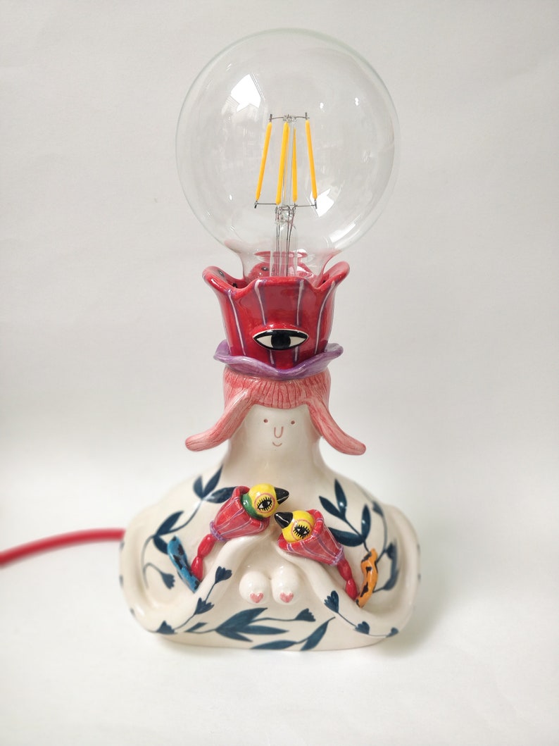 Ceramic lamp, lamp, lighting, ceramic figure image 1
