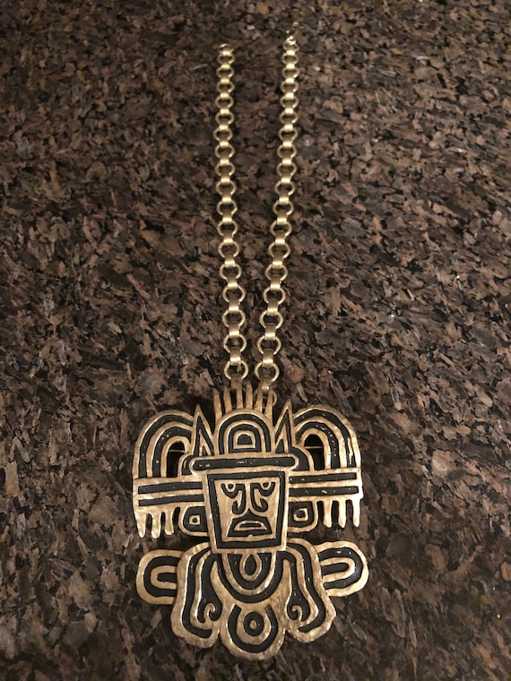 Trifari Mayan God Necklace/Pin