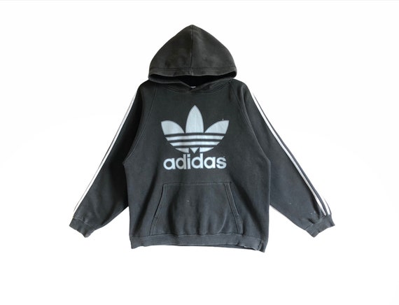 Vintage Adidas Big Logo Hoodie Sweatshirt Distress