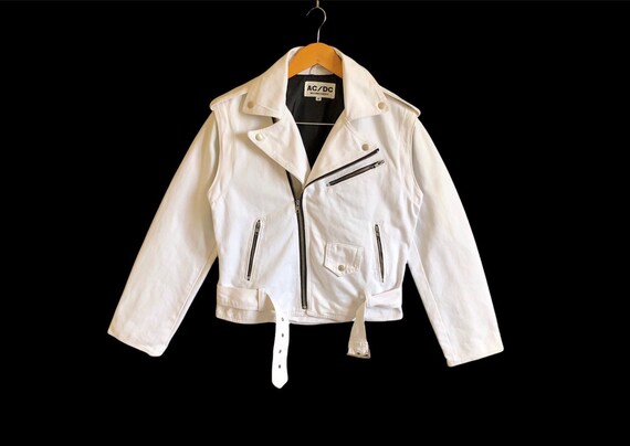 White denim biker clearance jacket