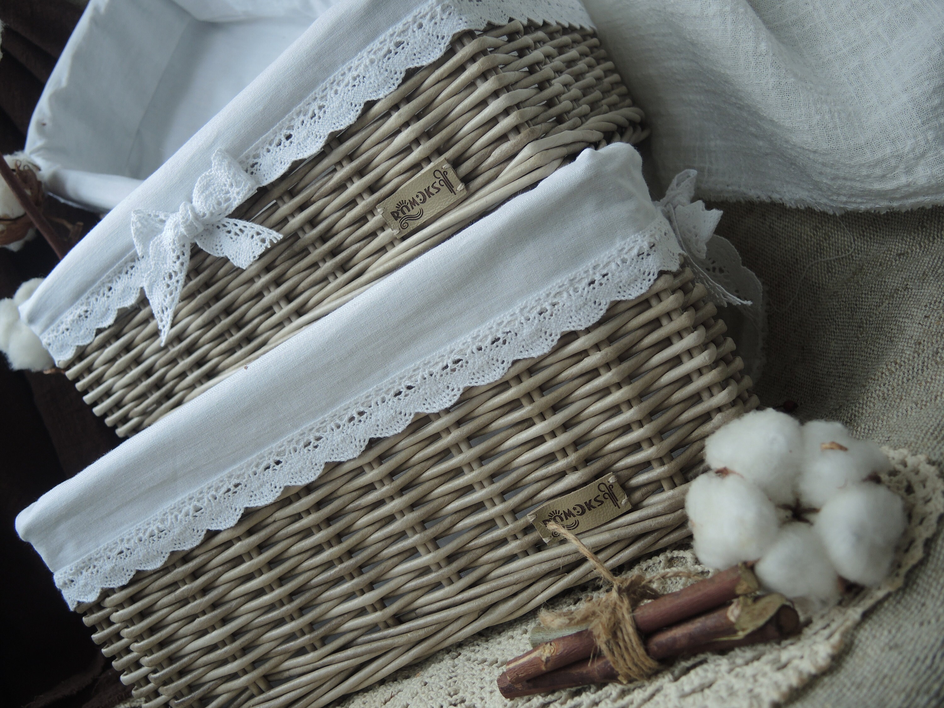 Satz von 3 rechteckige Wicker Box mit abnehmbaren Liner | Etsy